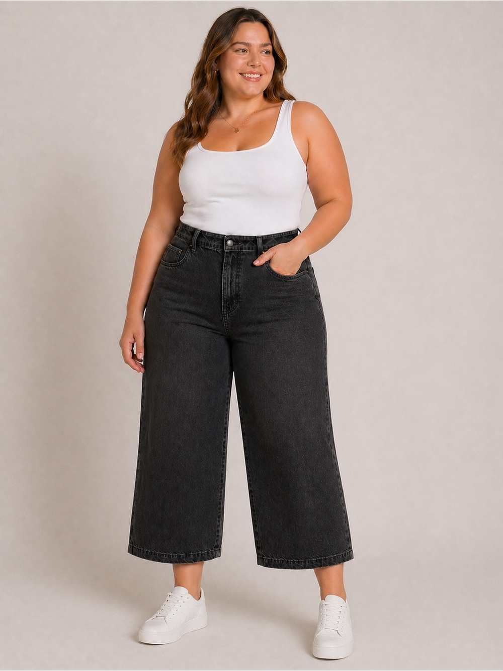 Cider Black Wide Leg Jeans Size 1X High Rise Dark Wash Trendy Denim
